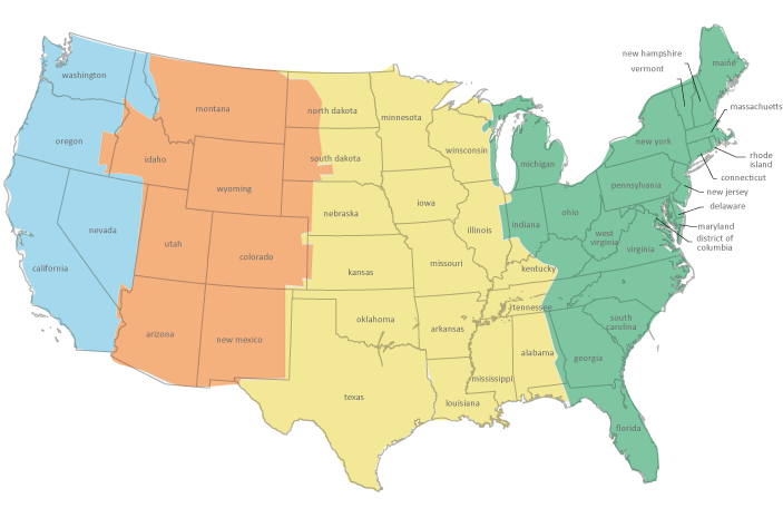 Us Time Zone Map