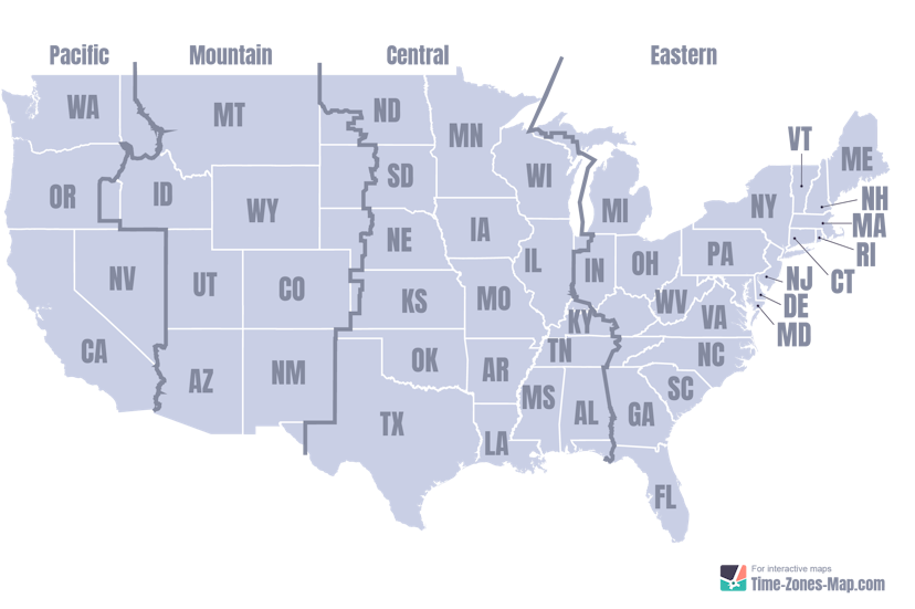 Grayscale Map with Timezone Borders