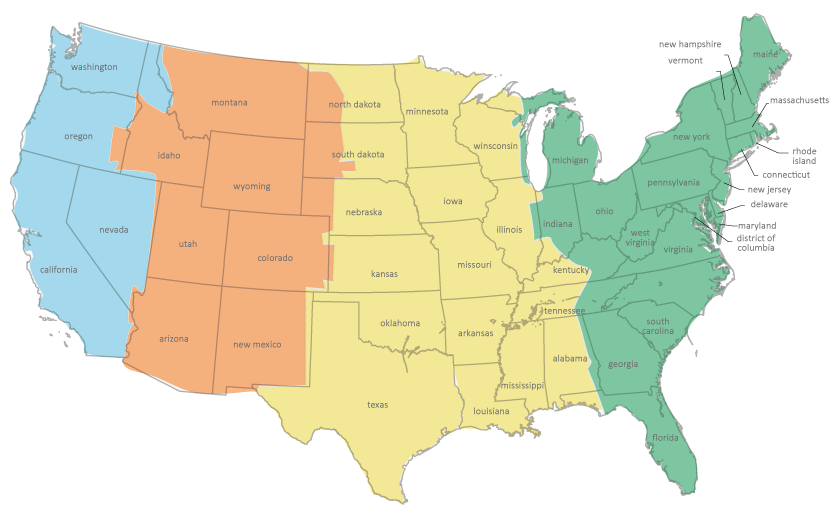 US Time zone map